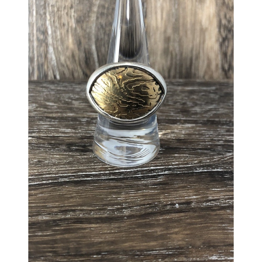 SILPADA Sterling Silver Timber Bronze Oval Textured Ring Size 9